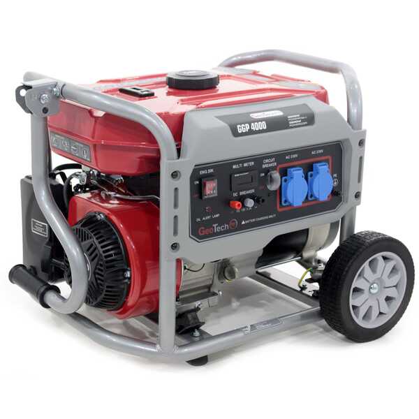GeoTech-Pro GGP 4000 - Groupe électrogène sur chariot avec AVR 3.6 kW - Continue 3.2 kw Monophasé