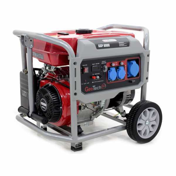 Groupe électrogène 6,0 Kw monophasé à essence GeoTech Pro GGP 8000 sur chariot