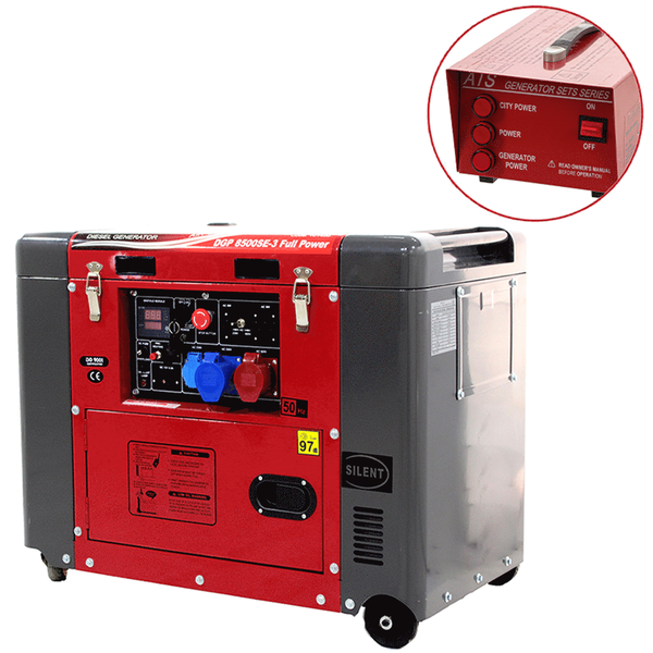 GeoTech Pro DGP8500SE-3 - Groupe électrogène 6.0 KW diesel Full-power insonorisé + ATS triphasé