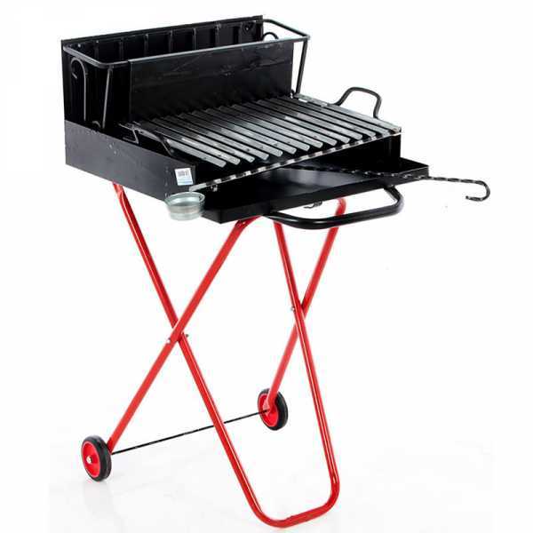 Barbecue à bois avec grille inox 45x34 et récupérateur de jus, pliable et transportable en soldes