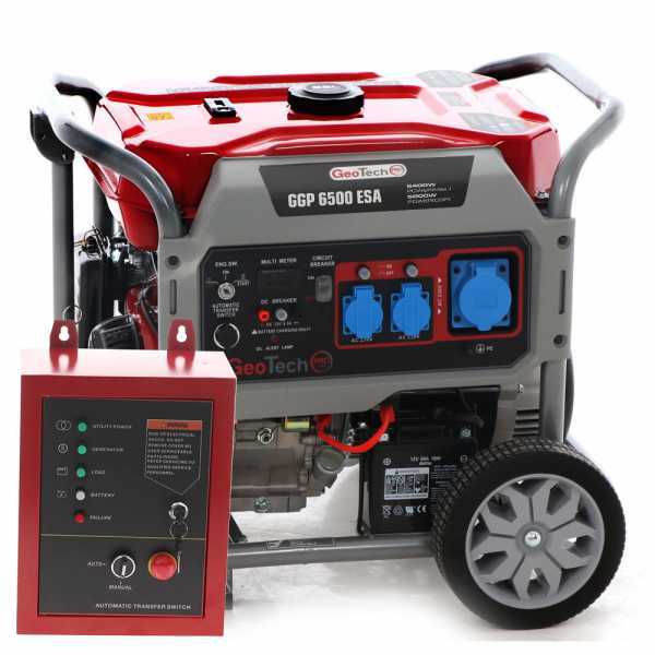 GeoTech-Pro GGP 6500 ESA - Groupe électrogène sur chariot avec AVR dém. électrique 5.4 kW - Continue 5 kW Monophasé + ATS