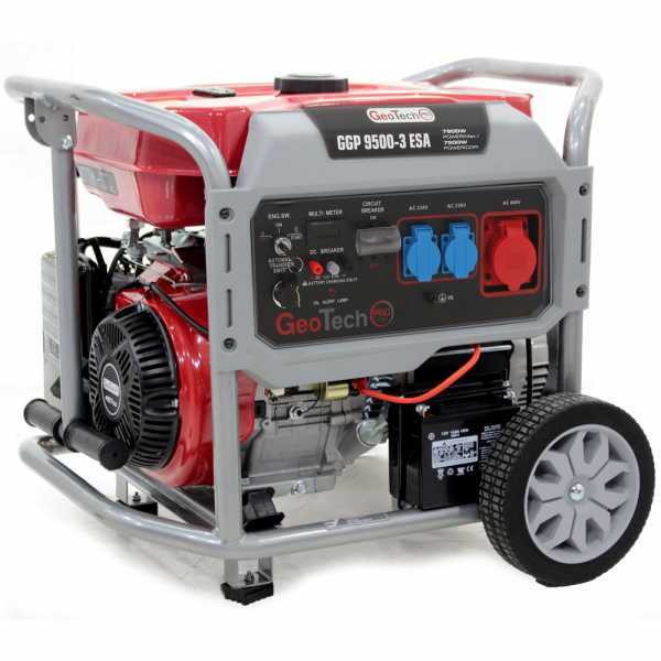 GeoTech Pro GGP 9500-3 ESA - Groupe électrogène sur chariot avec AVR dém. électrique 7.8 kW - Continue 7.5 kW