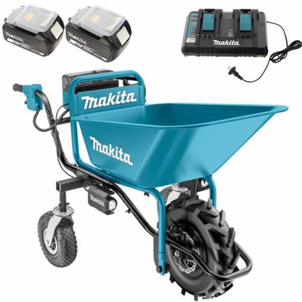 Brouette électrique à roues Makita DCU180 avec vasque - batterie 5Ah/18V(2x18v)