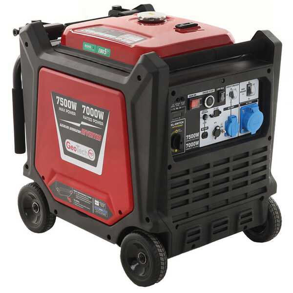 Geotech-Pro PTGA 9000 - Groupe électrogène à essence sur roues inverter insonorisé 7.5 kW - Continue 7 kW Monophasé