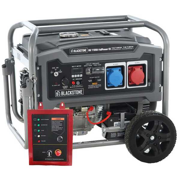 BlackStone BG 11050 - Groupe électrogène à essence avec AVR 7.8 kw - Continue 7.5 kW Full-Power + ATS