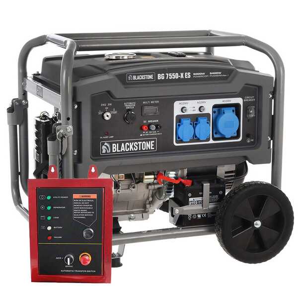 BlackStone BG 7550-X ES - Groupe électrogène sur chariot à essence avec AVR 5.4 kW - Continue 5 kW Monophasé + ATS