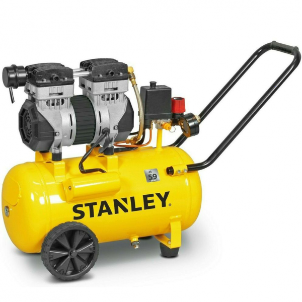 Stanley DST 150/8/50 SXCMS1350HE - Compresseur d'air électrique sur chariot - 50 L oilless - Silencieux en soldes