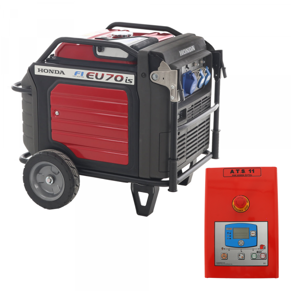 Honda EU70is - Groupe électrogène inverter sur chariot à essence 7 kW - Continu 5.5 kW Monophasé + ATS