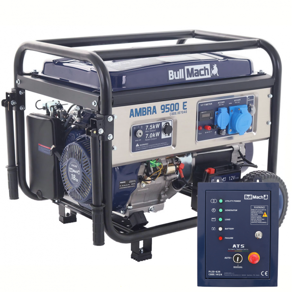 BullMach AMBRA 9500 E - Groupe électrogène 7.5 Kw monophasé - Boîtier ATS inclus