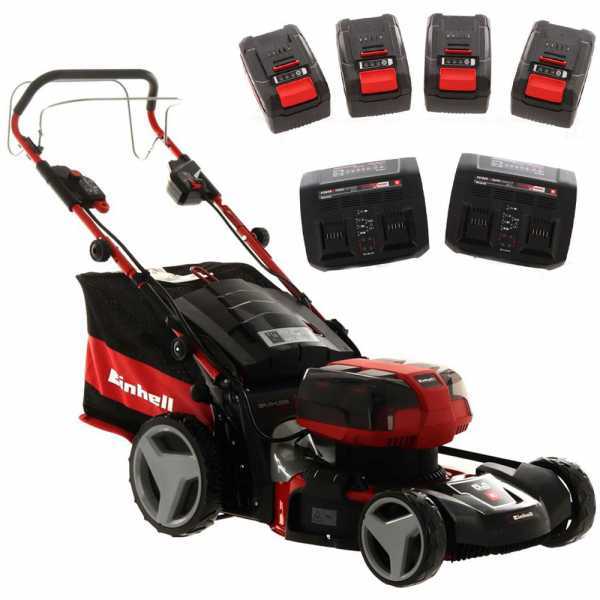 Tondeuse à gazon à batterie Einhell GE-CM 36/47 S HW Li - Tondeuse autotractée 47 cm - 4 X 4Ah en soldes