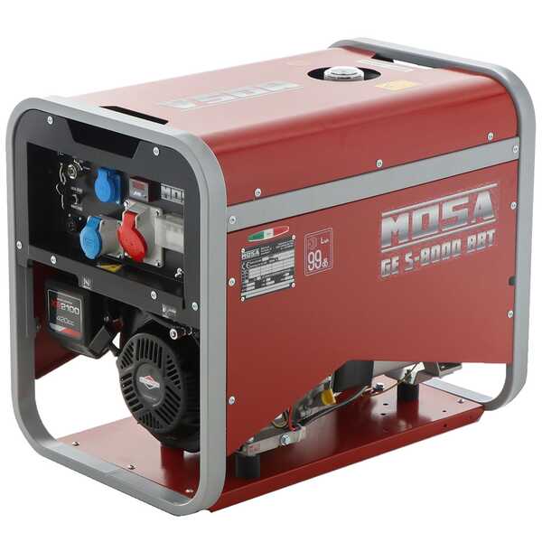 MOSA GE S-8000 BBT AVR EAS - Groupe électrogène à essence avec dém. électrique 6.4 KW - Continu 5.6 kW Triphasé - Moteur B&S XR2100