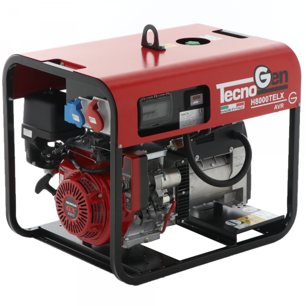 Groupe électrogène 5,6 kW triphasé à essence TecnoGen H8000TELX - Démarrage électrique