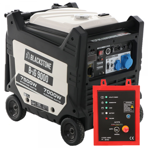 BlackStone B-iG 9000 - Groupe électrogène inverter 7.5 kW monophasé - Boîtier ATS inclus