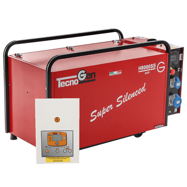TecnoGen H8000SS/A - Groupe électrogène insonorisé à essence 5.8 kW - Continu 5.2 kW Monophasé + ATS+ ATS