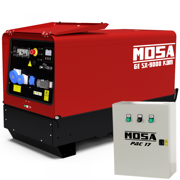 Groupe électrogène insonorisé 7.5 kW monophasé diesel MOSA GE SX-9000 KDM - Kohler-Lombardini KDW702 - Tableau ATS inclus