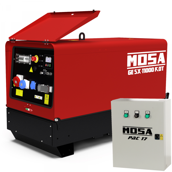 Groupe électrogène insonorisé 8 kW Triphasé diesel MOSA GE SX-11000 KDT - Kohler-Lombardini KDW702 - Boîtier ATS inclus