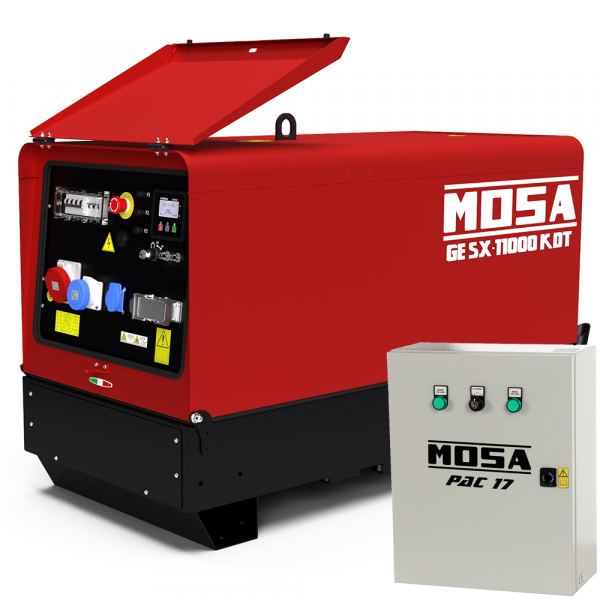 MOSA GE SX-11000 KDT - Groupe électrogène insonorisé 8.8 kW Triphasé diesel - Kohler-Lombardini KDW702 - Boîtier ATS inclus
