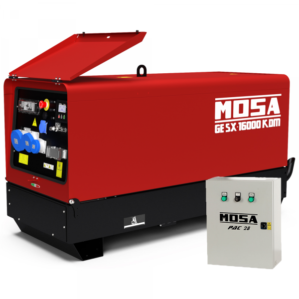 MOSA GE SX 16000 KDM - Groupe électrogène insonorisé 14.4 kW monophasé diesel - Kohler-Lombardini KDW1003 - Boîtier ATS inclus