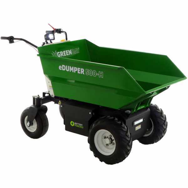 GREENBAY eDumper 500-H -Brouette électrique à batterie - 48V 32Ah - Basculement hydraulique