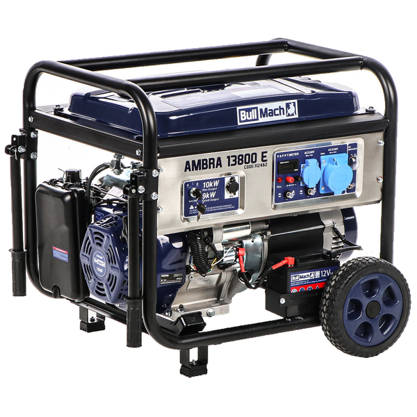 BullMach AMBRA 13800 E - Groupe électrogène sur chariot à essence avec AVR 10 kW - Continu 9 kW Monophasé