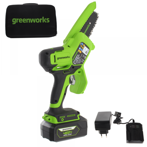 Greenworks GD48MCS10XK2 - Élagueuse à batterie manuelle - 48V 2Ah en soldes