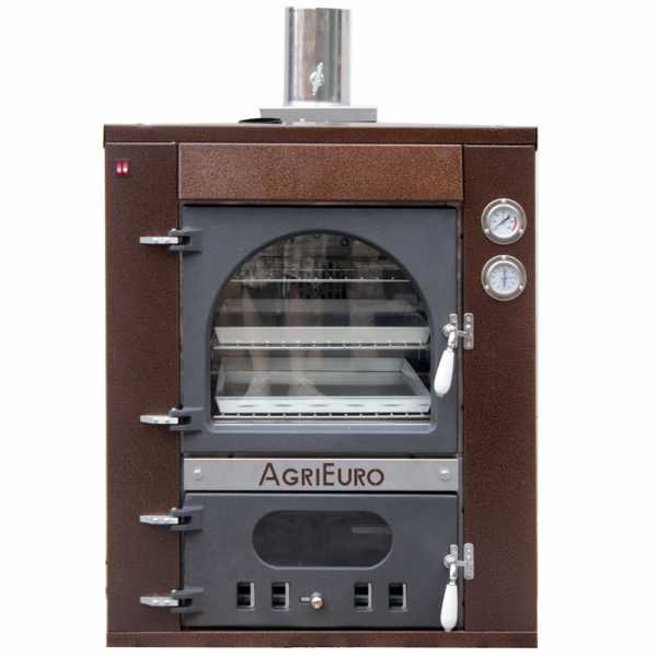 AgriEuro Medius 80 Deluxe INC - Four à bois en acier encastrable - Émaillage cuivré - Inox en soldes