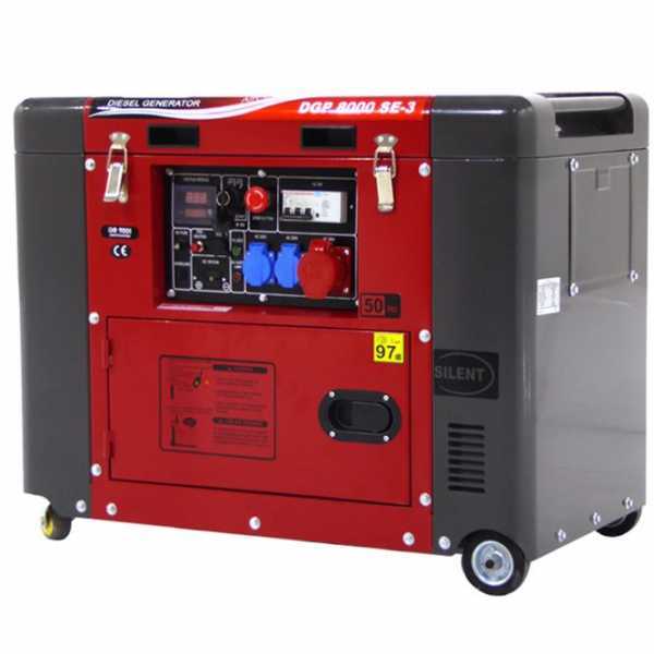 Groupe électrogène 5,5 KW triphasé diesel GeoTech Pro DGP8000SE-3 insonorisé dém. électrique