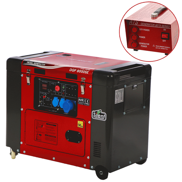GeoTech Pro DGP8000SE - Groupe électrogène 6 KW monophasé diesel insonorisé + cadran ATS