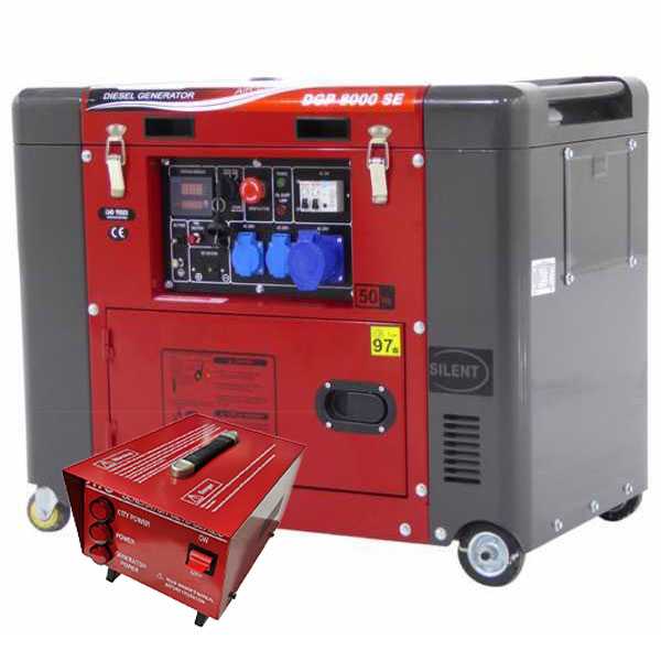 Groupe électrogène 5,5 KW monophasé diesel GeoTech Pro DGP8000SE insonorisé + ATS