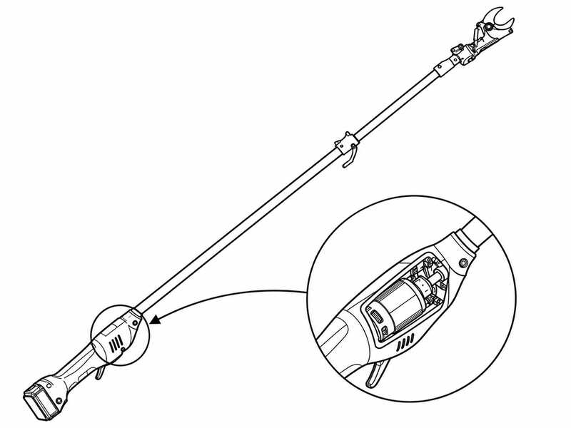 VESCO X37AF - S&eacute;cateur &eacute;lectrique sur perche &agrave; batterie - 90 cm - 2 x 21.6 V 2.5 Ah - Diam&egrave;tre de coupe 37 mm