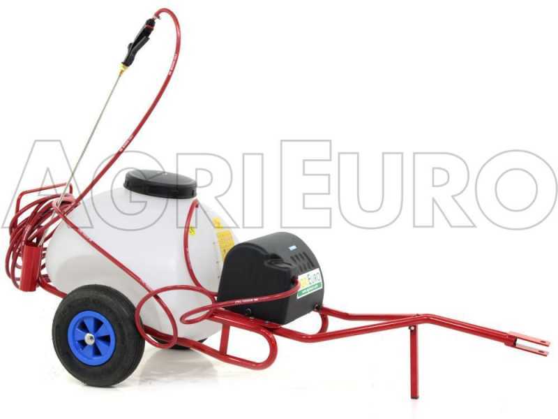 Pulv&eacute;risateur sur chariot &agrave; batterie 12V de 70 L - Pompe de pulv&eacute;risation &eacute;lectrique avec attelage