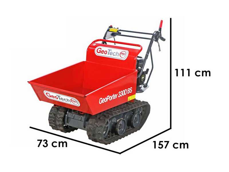 GeoTech Pro GeoPorter 330D BS - Brouette &agrave; moteur - benne dumper charge 300 kg