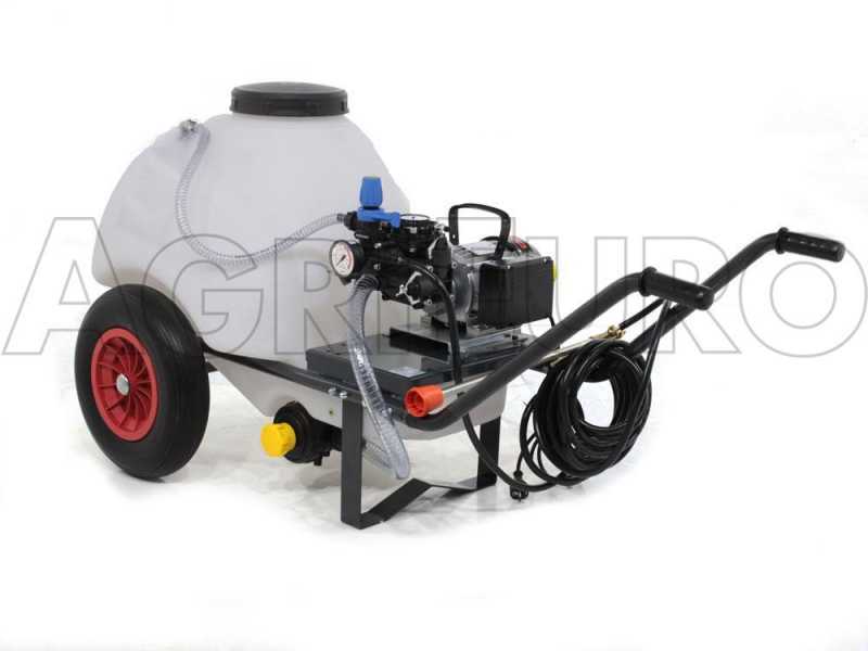Groupe motopompe de pulv&eacute;risation Comet MC 25 - moteur monophas&eacute; sur chariot avec cuve 120 l
