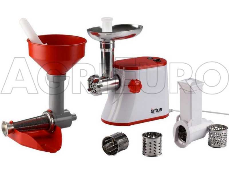 Artus K15 - Presse-tomates - Hachoir &agrave; viande - R&acirc;pe - Coupe-l&eacute;gumes - 250W