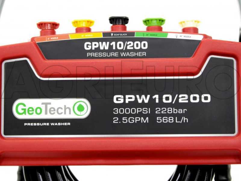 Nettoyeur haute pression thermique GeoTech GPW 10/200 - moteur &agrave; essence de 196cc et 6.5 HP - 208 bars