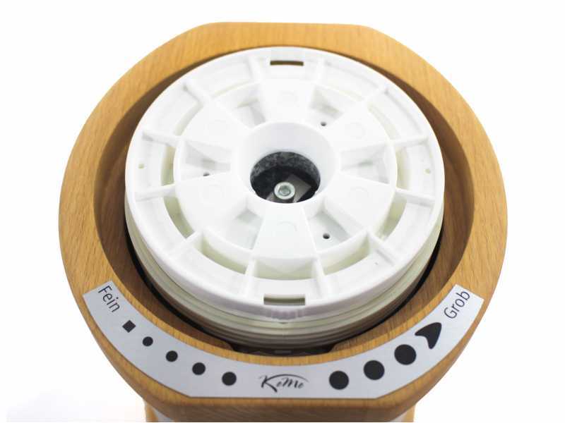 Moulin &agrave; farine Komo Magic en h&ecirc;tre massif et acier inox. Moteur de 250W