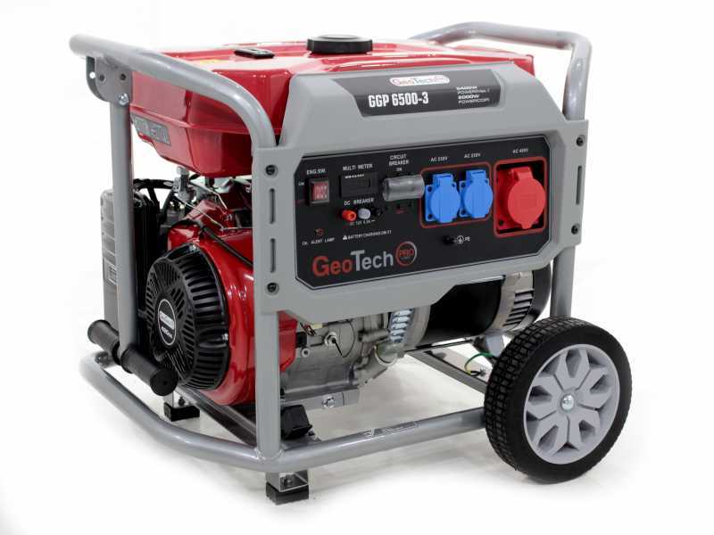 GeoTech Pro GGP 6500-3 - Groupe &eacute;lectrog&egrave;ne 5.4 KW triphas&eacute; &agrave; essence - sur chariot