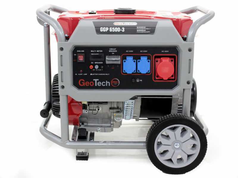 GeoTech-Pro GGP 6500-3 - Groupe &eacute;lectrog&egrave;ne sur chariot avec AVR 5.5 kW - Continue 5 kw Triphas&eacute;