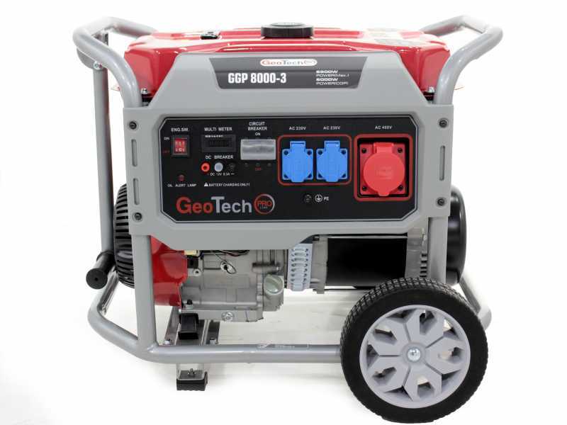 GeoTech Pro GGP 8000-3 - Groupe &eacute;lectrog&egrave;ne 6.5 KW triphas&eacute; &agrave; essence - sur chariot