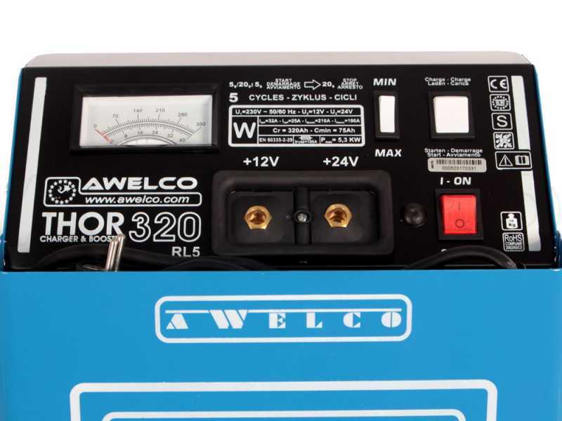 Awelco THOR 320 Booster - Chargeur de batterie/d&eacute;marreur - sur chariot - monophas&eacute; - batteries 24-12V