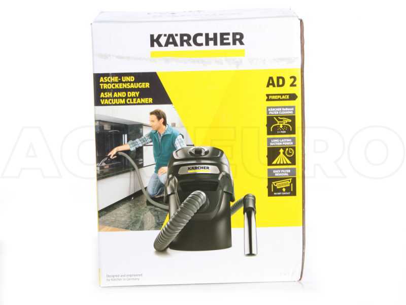 Aspirateur de cendres Karcher AD 2, cuve de ramassage en m&eacute;tal de 14L - moteur 600W