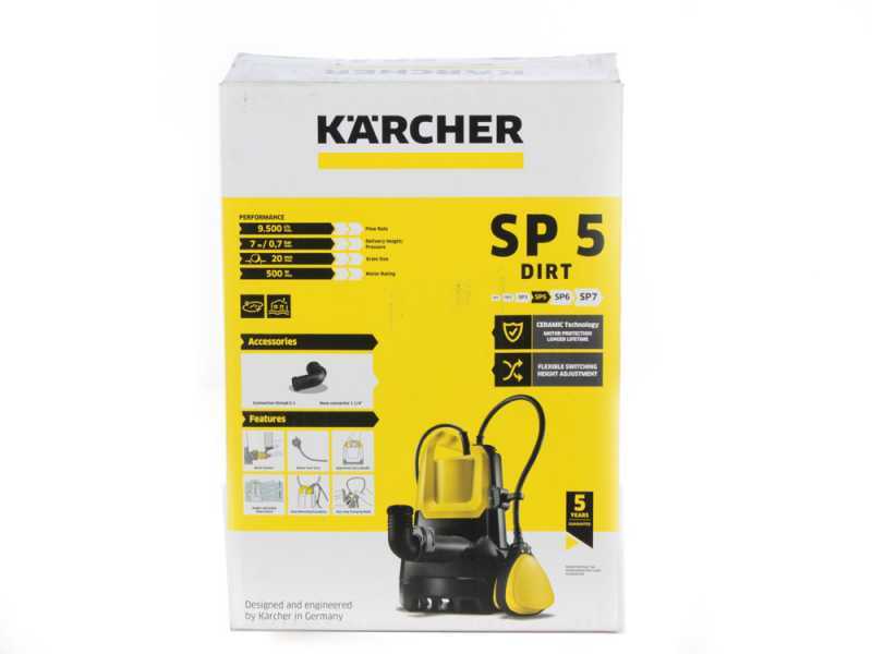 Pompe d'&eacute;vacuation &eacute;lectrique pour eaux charg&eacute;es Karcher SP 5 Dirt - &eacute;lectropompe de 500 W