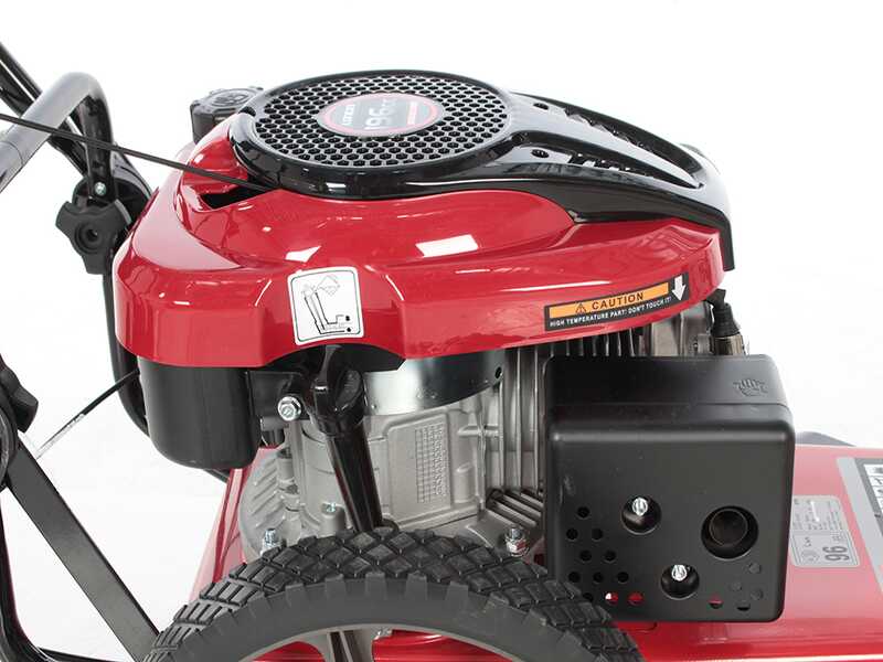 D&eacute;broussailleuse manuelle &agrave; roues GeoTech DG 58 F - moteur &agrave; essence Loncin 196 cm3 - faucheuse