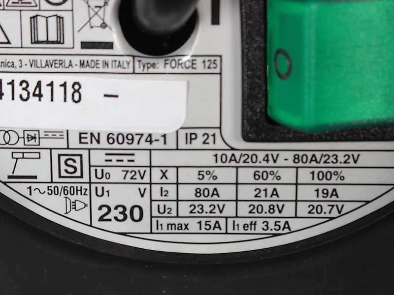 Poste &agrave; souder inverter &agrave; &eacute;lectrode courant continu Telwin FORCE 125 - puissance 80 A - Kit