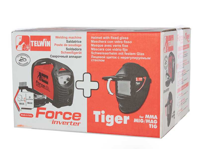 Poste &agrave; souder inverter 80 A &agrave; &eacute;lectrode courant continu  Telwin FORCE 125 - masque TIGER