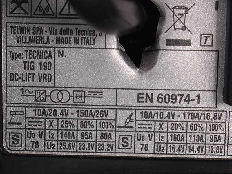 Telwin Tecnica TIG 190 DC - Poste &agrave; souder inverter (TIG LIFT, MMA) + Mallette, courant continu (DC)