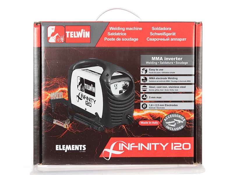 Poste &agrave; souder inverter &agrave; &eacute;lectrode en courant continu Telwin Infinity 120 - 80 A - avec Kit