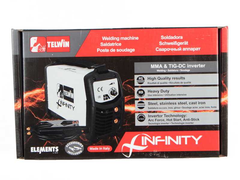 Poste &agrave; souder inverter &agrave; &eacute;lectrode et TIG en courant continu Telwin Infinity 220 - 200A - Kit