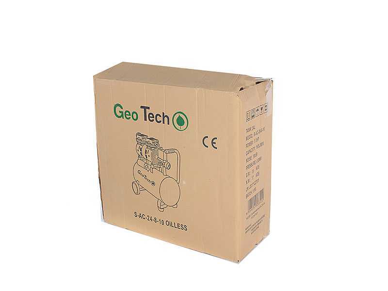 GeoTech S-AC 24.8.10 - Compresseur d'air &eacute;lectrique silencieux 24L oilless - Moteur 1 CV