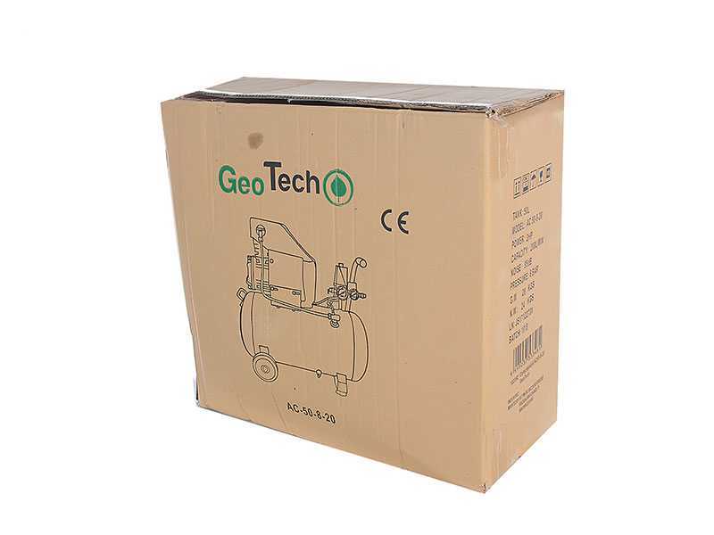 GeoTech AC 50.8.20 - Compresseur d'air &eacute;lectrique 50 L air comprim&eacute; - Moteur 2 CV